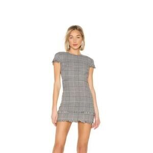 Lovers + Friends Houndstooth Black White Zander Mini Dress Small